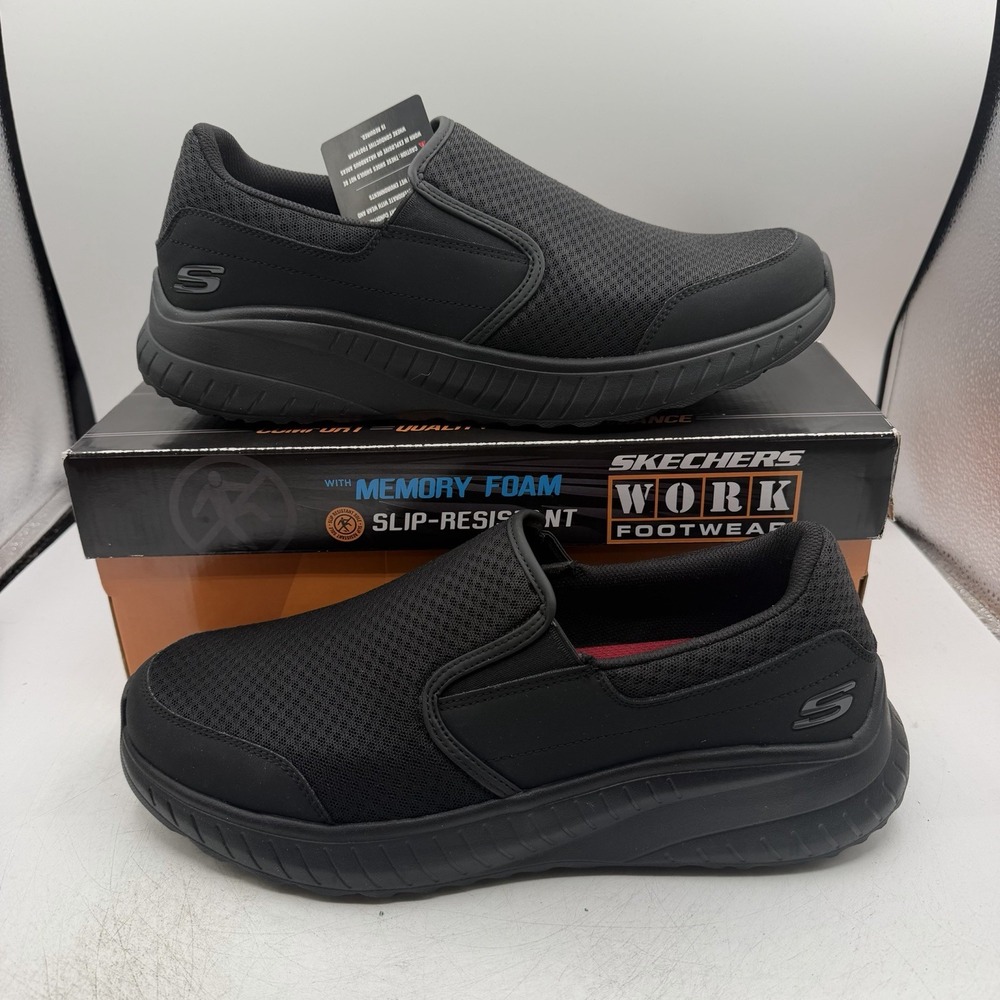 Skechers Squad Chaos SR Urgran Work Shoes Mens 11.5 Black Slip On Sneaker 200273